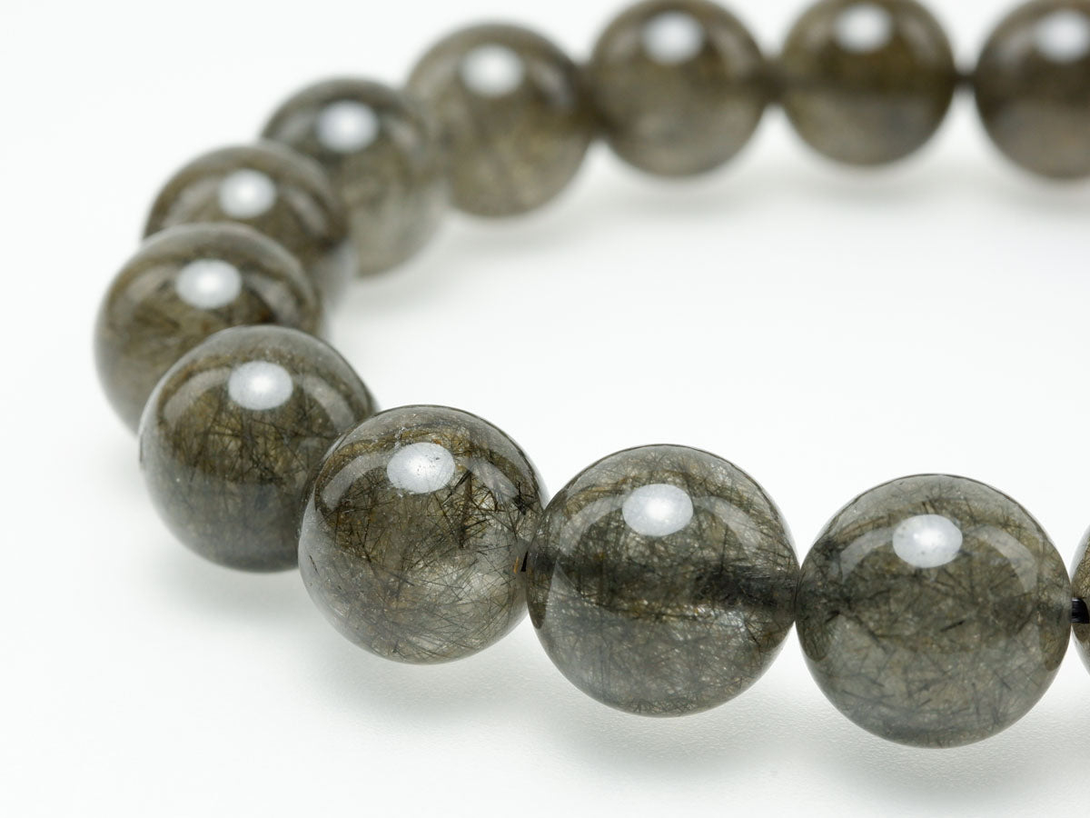 ブラックルチルクォーツ ブレスレット 12mm ブラックトルマリン トルマリネイテッドクォーツ 一点物 メール便可 [M便 1/10] 111-47036