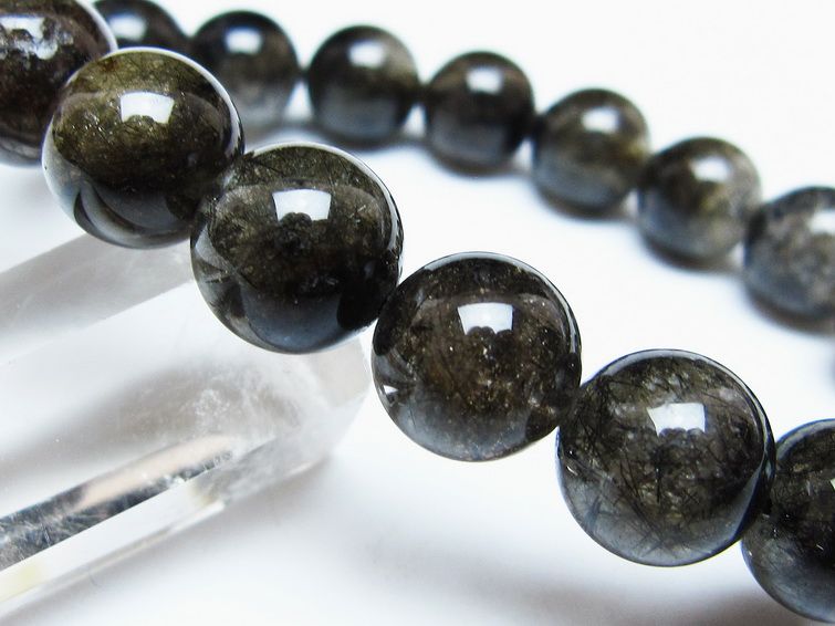 ブラックルチルクォーツ ブレスレット 12mm ブラックトルマリン トルマリネイテッドクォーツ 一点物 メール便可 [M便 1/10] 111-47037