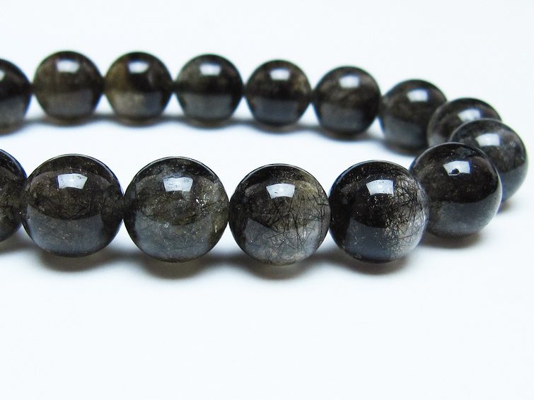 ブラックルチルクォーツ ブレスレット 12mm ブラックトルマリン トルマリネイテッドクォーツ 一点物 メール便可 [M便 1/10] 111-47037