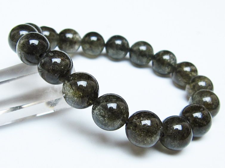 ブラックルチルクォーツ ブレスレット 12mm ブラックトルマリン トルマリネイテッドクォーツ 一点物 メール便可 [M便 1/10] 111-47039