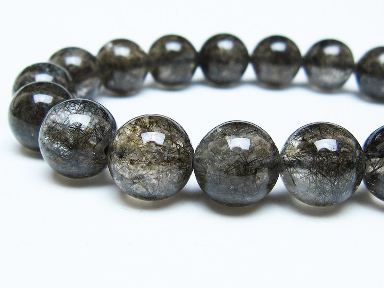 ブラックルチルクォーツ ブレスレット 12mm ブラックトルマリン トルマリネイテッドクォーツ 一点物 メール便可 [M便 1/10] 111-47040
