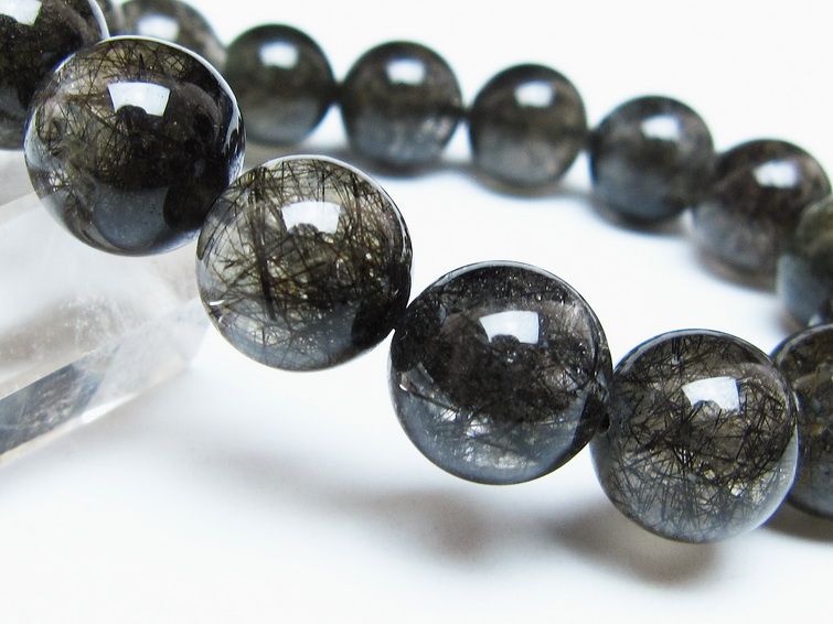 ブラックルチルクォーツ ブレスレット 13mm ブラックトルマリン トルマリネイテッドクォーツ 一点物 メール便可 [M便 1/10] 111-47041