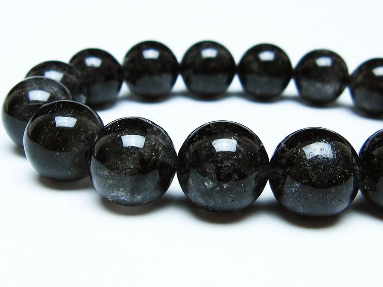 ブラックルチルクォーツ ブレスレット 13mm ブラックトルマリン トルマリネイテッドクォーツ 一点物 メール便可 [M便 1/10] 111-47047