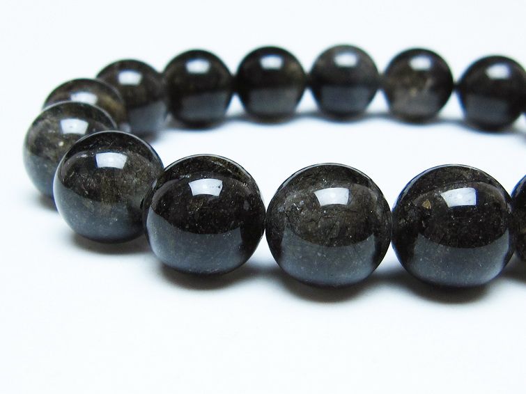 ブラックルチルクォーツ ブレスレット 12mm ブラックトルマリン トルマリネイテッドクォーツ 一点物 メール便可 [M便 1/10] 111-47048