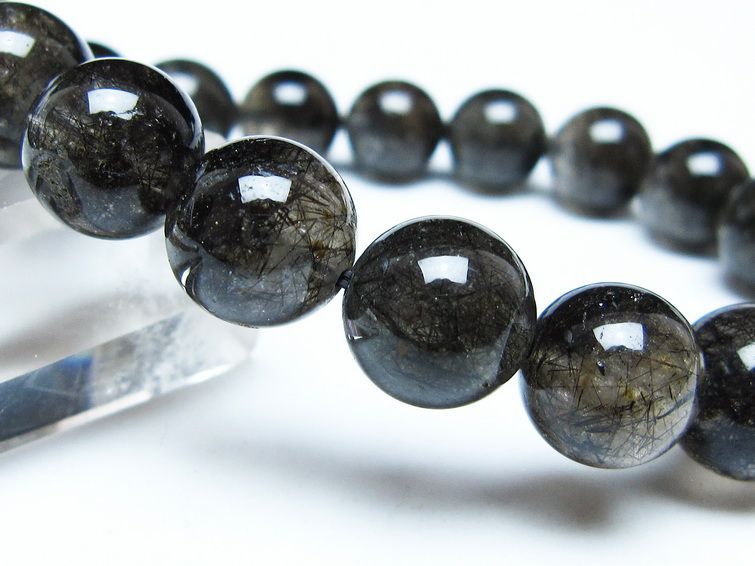 ブラックルチルクォーツ ブレスレット 12mm ブラックトルマリン トルマリネイテッドクォーツ 一点物 メール便可 [M便 1/10] 111-47050
