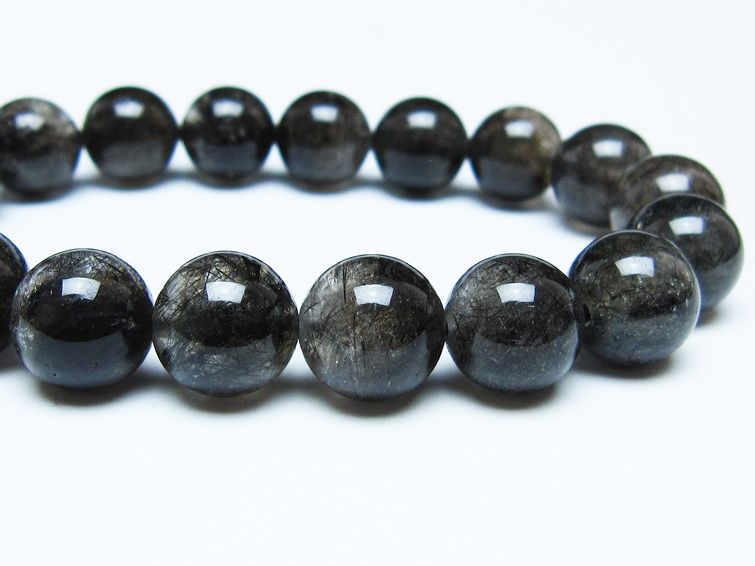 ブラックルチルクォーツ ブレスレット 12mm ブラックトルマリン トルマリネイテッドクォーツ 一点物 メール便可 [M便 1/10] 111-47050