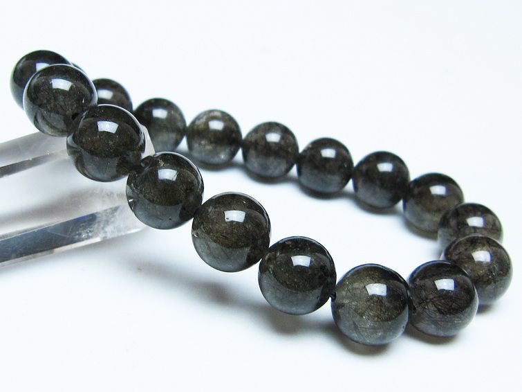 ブラックルチルクォーツ ブレスレット 12mm ブラックトルマリン トルマリネイテッドクォーツ 一点物 メール便可 [M便 1/10] 111-47051