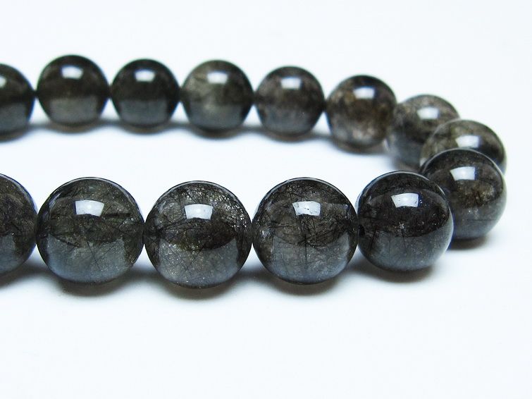 ブラックルチルクォーツ ブレスレット 12mm ブラックトルマリン トルマリネイテッドクォーツ 一点物 メール便可 [M便 1/10] 111-47051