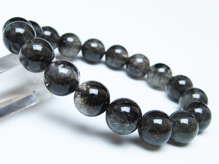 ブラックルチルクォーツ ブレスレット 12mm ブラックトルマリン トルマリネイテッドクォーツ 一点物 メール便可 [M便 1/10] 111-47053