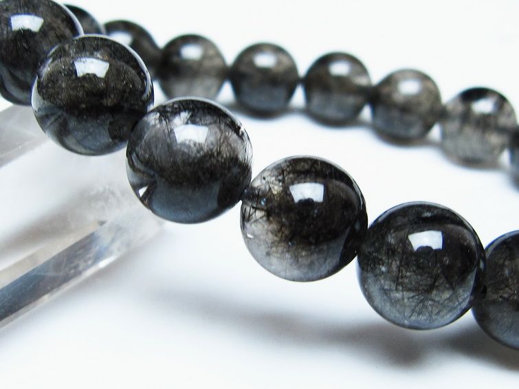 ブラックルチルクォーツ ブレスレット 12mm ブラックトルマリン トルマリネイテッドクォーツ 一点物 メール便可 [M便 1/10] 111-47053