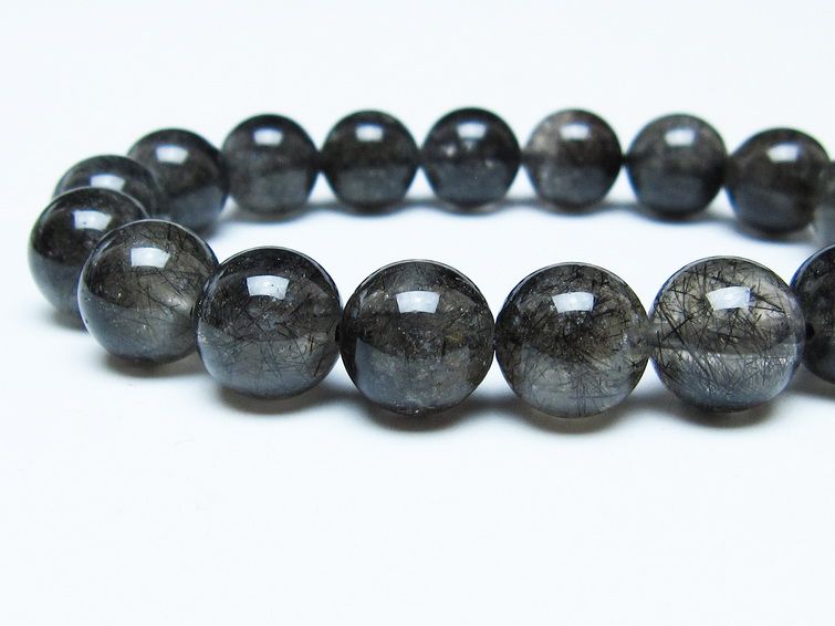 ブラックルチルクォーツ ブレスレット 12mm ブラックトルマリン トルマリネイテッドクォーツ 一点物 メール便可 [M便 1/10] 111-47053
