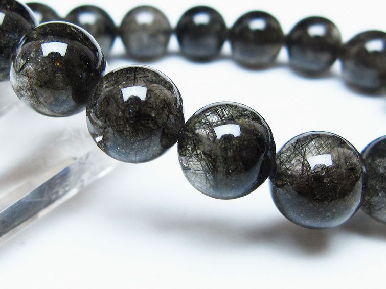 ブラックルチルクォーツ ブレスレット 12mm ブラックトルマリン トルマリネイテッドクォーツ 一点物 メール便可 [M便 1/10] 111-47054