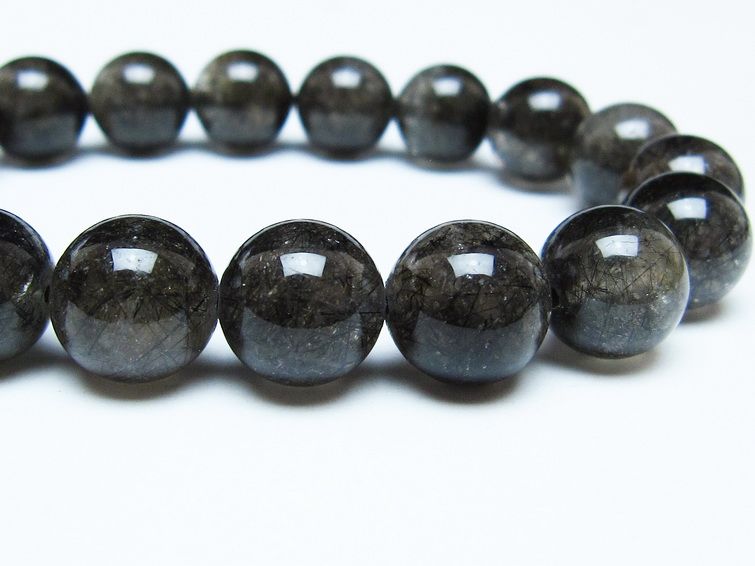 ブラックルチルクォーツ ブレスレット 12mm ブラックトルマリン トルマリネイテッドクォーツ 一点物 メール便可 [M便 1/10] 111-47054