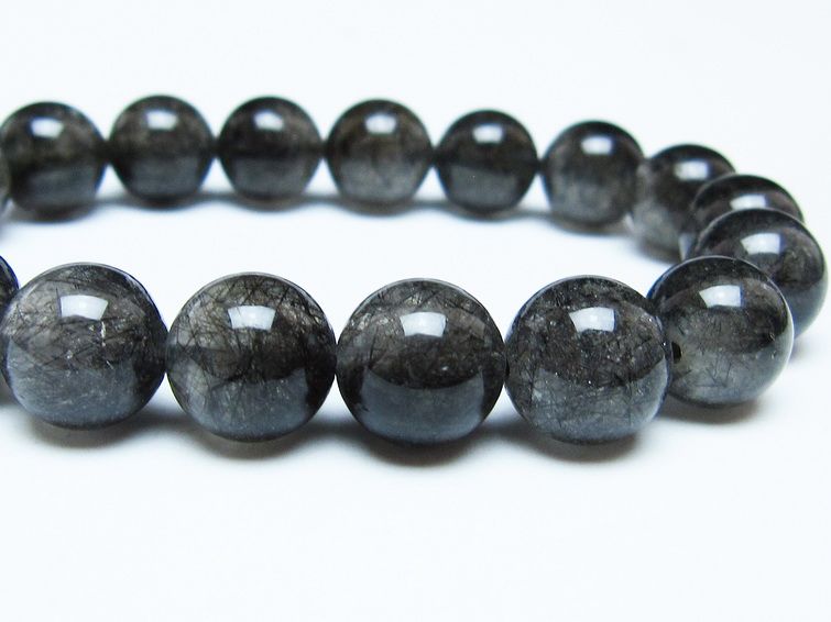 ブラックルチルクォーツ ブレスレット 11mm ブラックトルマリン トルマリネイテッドクォーツ 一点物 メール便可 [M便 1/10] 111-47055