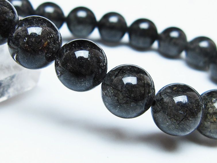 ブラックルチルクォーツ ブレスレット 11mm ブラックトルマリン トルマリネイテッドクォーツ 一点物 メール便可 [M便 1/10] 111-47057