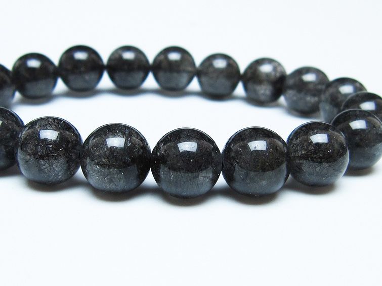 ブラックルチルクォーツ ブレスレット 11mm ブラックトルマリン トルマリネイテッドクォーツ 一点物 メール便可 [M便 1/10] 111-47057
