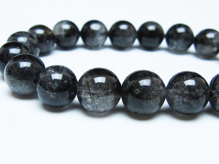 ブラックルチルクォーツ ブレスレット 11mm ブラックトルマリン トルマリネイテッドクォーツ 一点物 メール便可 [M便 1/10] 111-47058