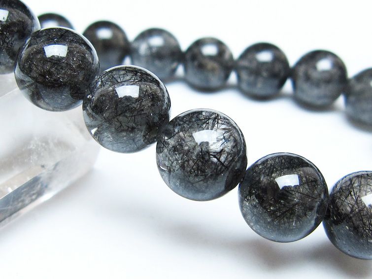 ブラックルチルクォーツ ブレスレット 11mm ブラックトルマリン トルマリネイテッドクォーツ 一点物 メール便可 [M便 1/10] 111-47059