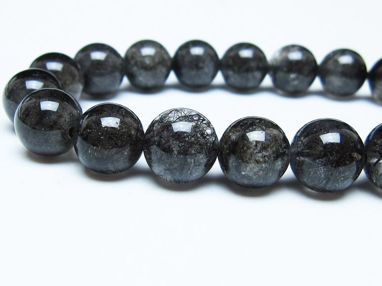 ブラックルチルクォーツ ブレスレット 11mm ブラックトルマリン トルマリネイテッドクォーツ 一点物 メール便可 [M便 1/10] 111-47059