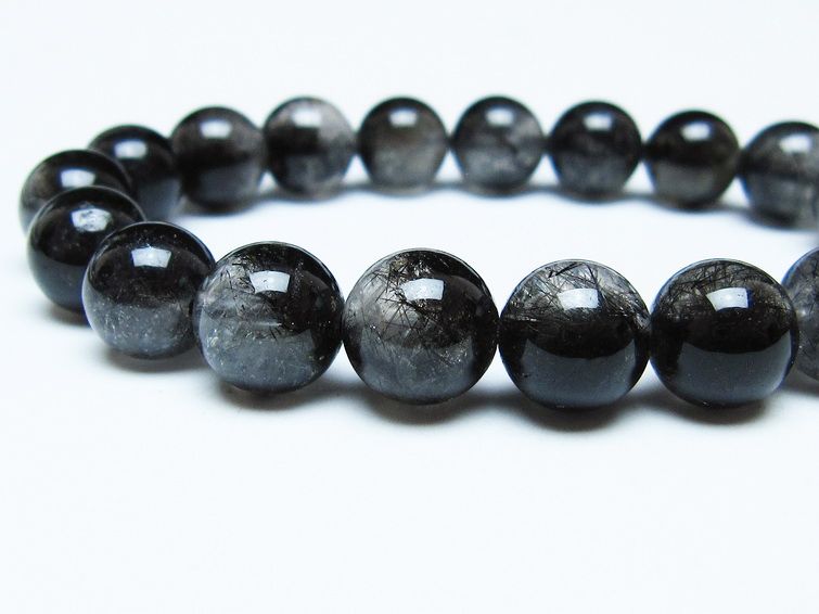 ブラックルチルクォーツ ブレスレット 11mm ブラックトルマリン トルマリネイテッドクォーツ 一点物 メール便可 [M便 1/10] 111-47060