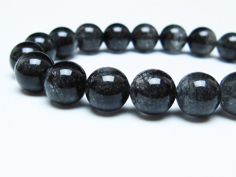 ブラックルチルクォーツ ブレスレット 10mm ブラックトルマリン トルマリネイテッドクォーツ 一点物 メール便可 [M便 1/10] 111-47063
