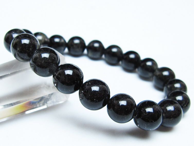 ブラックルチルクォーツ ブレスレット 10mm ブラックトルマリン トルマリネイテッドクォーツ 一点物 メール便可 [M便 1/10] 111-47064