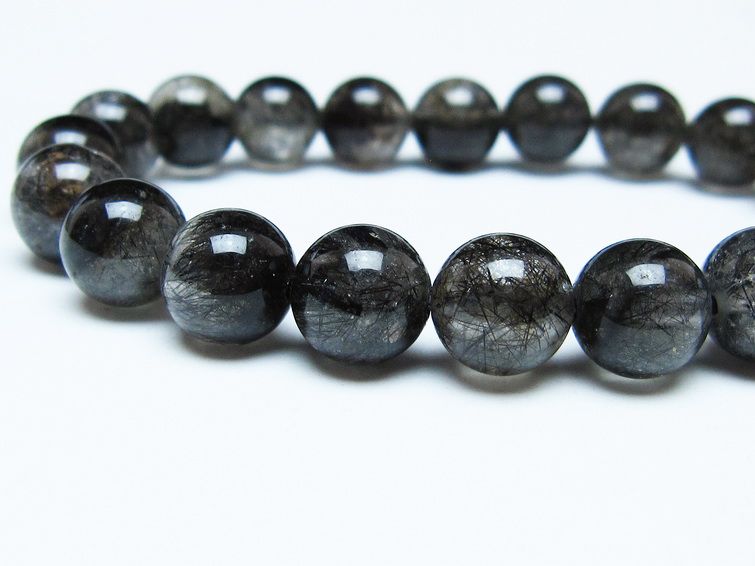 ブラックルチルクォーツ ブレスレット 10mm ブラックトルマリン トルマリネイテッドクォーツ 一点物 メール便可 [M便 1/10] 111-47065