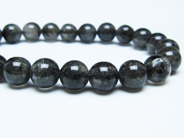 ブラックルチルクォーツ ブレスレット 8mm ブラックトルマリン トルマリネイテッドクォーツ 一点物 メール便可 [M便 1/10] 111-47070