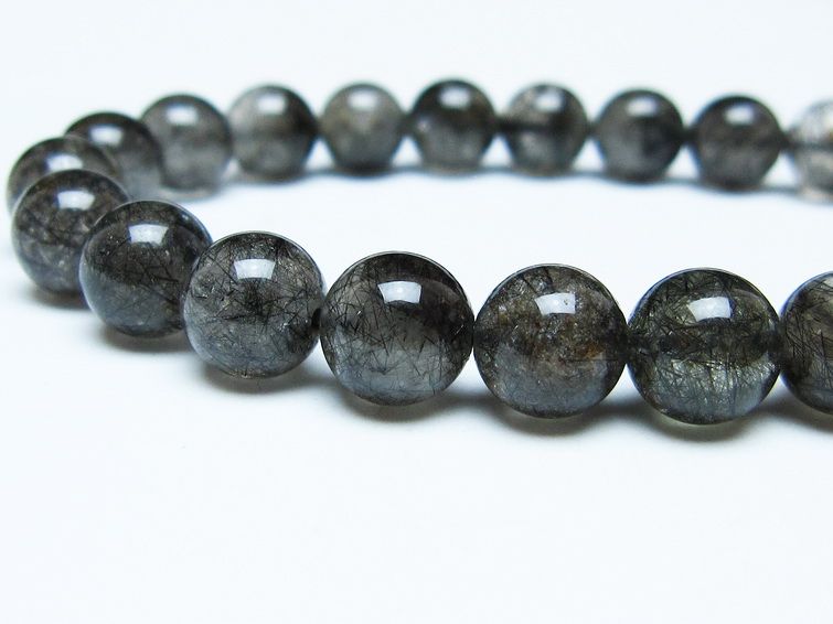 ブラックルチルクォーツ ブレスレット 8mm ブラックトルマリン トルマリネイテッドクォーツ 一点物 メール便可 [M便 1/10] 111-47072
