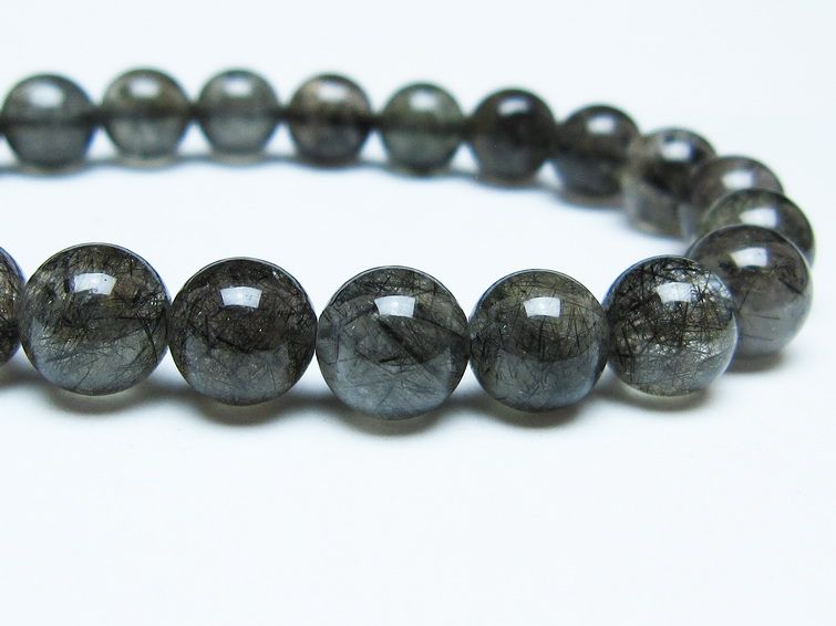 ブラックルチルクォーツ ブレスレット 8mm ブラックトルマリン トルマリネイテッドクォーツ 一点物 メール便可 [M便 1/10] 111-47073