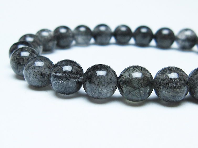 ブラックルチルクォーツ ブレスレット 8mm ブラックトルマリン トルマリネイテッドクォーツ 一点物 メール便可 [M便 1/10] 111-47075