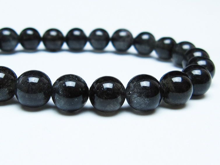 ブラックルチルクォーツ ブレスレット 8mm ブラックトルマリン トルマリネイテッドクォーツ 一点物 メール便可 [M便 1/10] 111-47085
