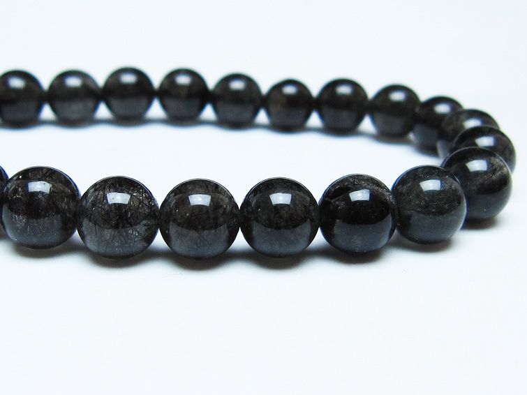 ブラックルチルクォーツ ブレスレット 8mm ブラックトルマリン トルマリネイテッドクォーツ 一点物 メール便可 [M便 1/10] 111-47086