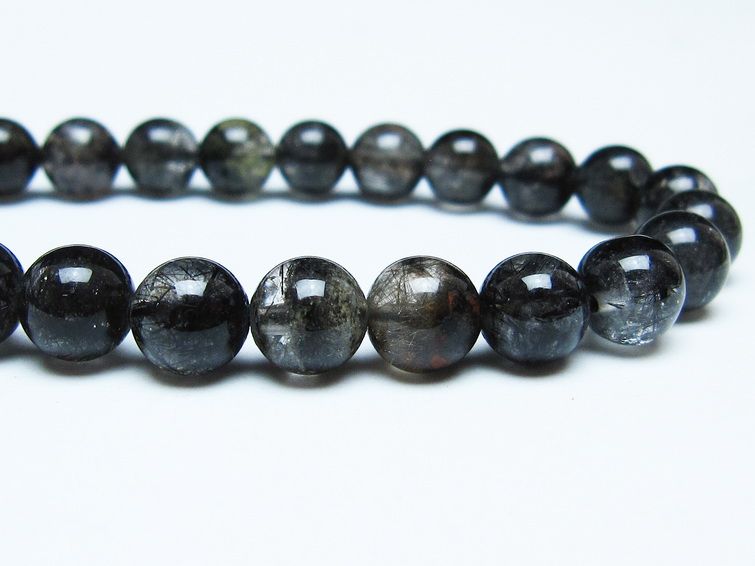 ブラックルチルクォーツ ブレスレット 8mm ブラックトルマリン トルマリネイテッドクォーツ 一点物 メール便可 [M便 1/10] 111-47087