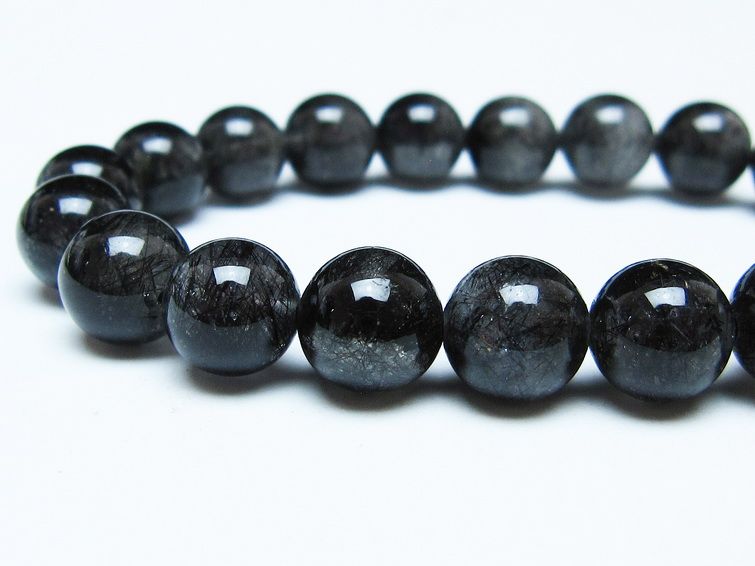 ブラックルチルクォーツ ブレスレット 10mm ブラックトルマリン トルマリネイテッドクォーツ 一点物 メール便可 [M便 1/10] 111-47093