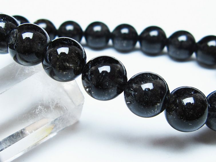ブラックルチルクォーツ ブレスレット 10mm ブラックトルマリン トルマリネイテッドクォーツ 一点物 メール便可 [M便 1/10] 111-47094