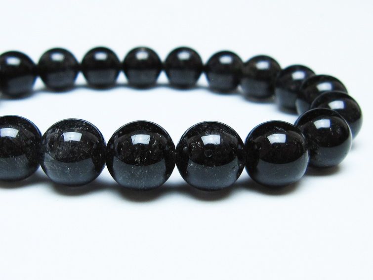 ブラックルチルクォーツ ブレスレット 10mm ブラックトルマリン トルマリネイテッドクォーツ 一点物 メール便可 [M便 1/10] 111-47094