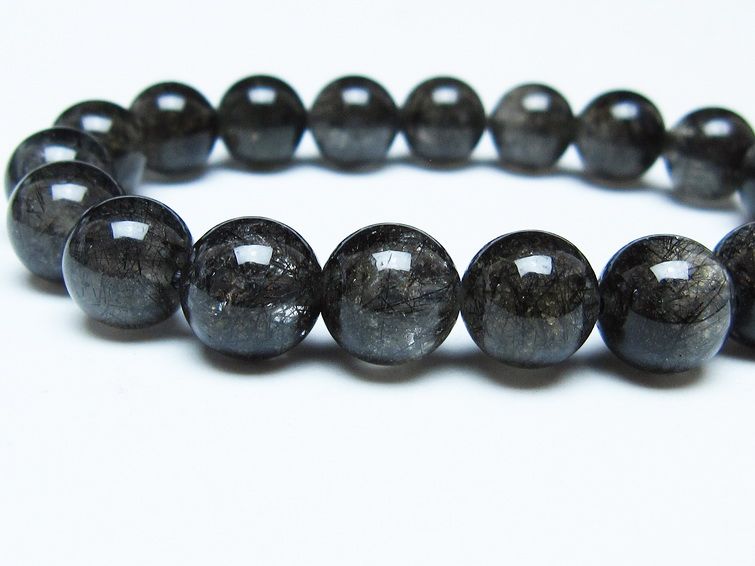ブラックルチルクォーツ ブレスレット 10mm ブラックトルマリン トルマリネイテッドクォーツ 一点物 メール便可 [M便 1/10] 111-47095