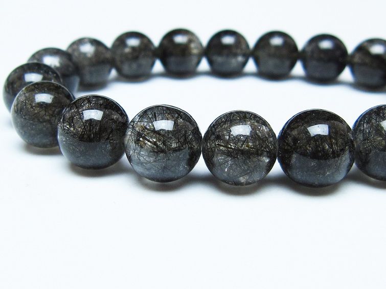 ブラックルチルクォーツ ブレスレット 10mm ブラックトルマリン トルマリネイテッドクォーツ 一点物 メール便可 [M便 1/10] 111-47097