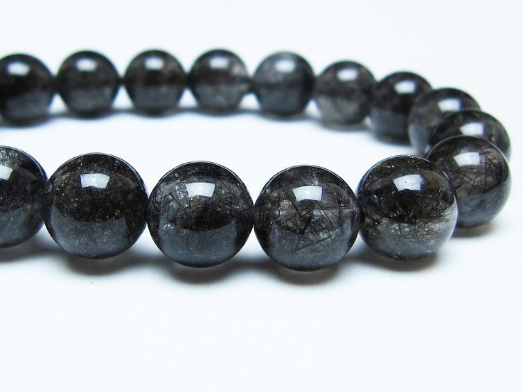 ブラックルチルクォーツ ブレスレット 10mm ブラックトルマリン トルマリネイテッドクォーツ 一点物 メール便可 [M便 1/10] 111-47098