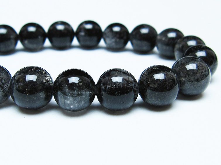 ブラックルチルクォーツ ブレスレット 10mm ブラックトルマリン トルマリネイテッドクォーツ 一点物 メール便可 [M便 1/10] 111-47099