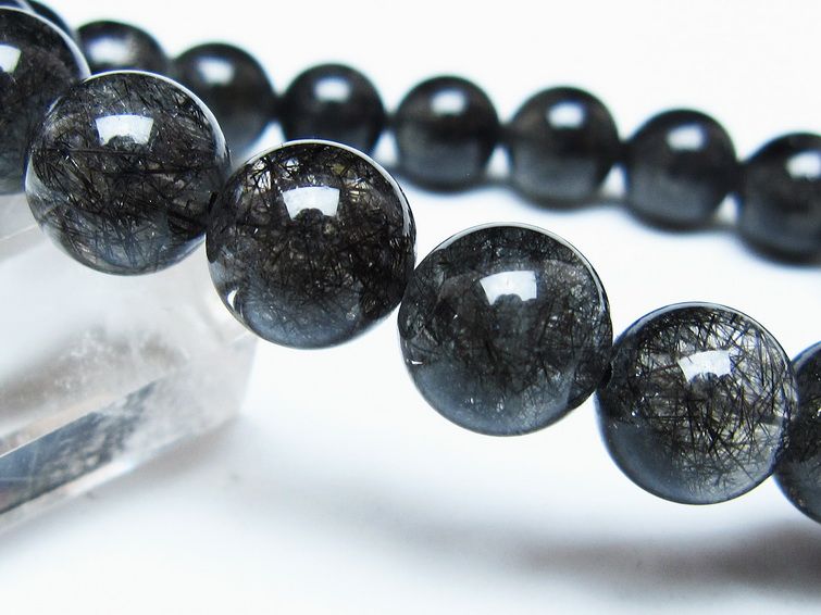ブラックルチルクォーツ ブレスレット 11mm ブラックトルマリン トルマリネイテッドクォーツ 一点物 メール便可 [M便 1/10] 111-47100