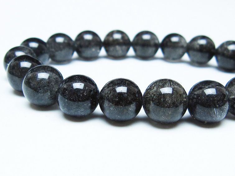 ブラックルチルクォーツ ブレスレット 11mm ブラックトルマリン トルマリネイテッドクォーツ 一点物 メール便可 [M便 1/10] 111-47100