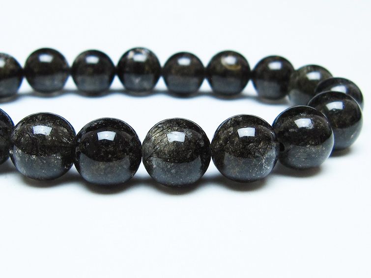 ブラックルチルクォーツ ブレスレット 11mm ブラックトルマリン トルマリネイテッドクォーツ 一点物 メール便可 [M便 1/10] 111-47101