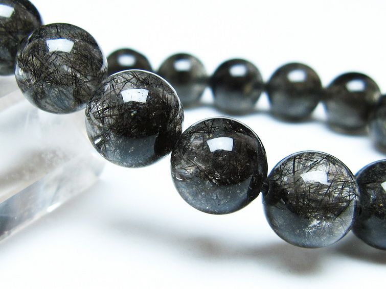 ブラックルチルクォーツ ブレスレット 11mm ブラックトルマリン トルマリネイテッドクォーツ 一点物 メール便可 [M便 1/10] 111-47102