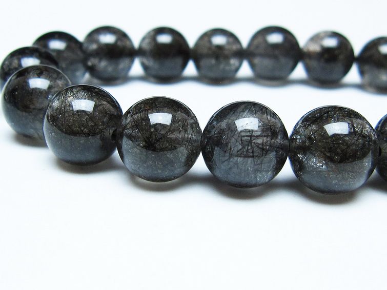 ブラックルチルクォーツ ブレスレット 11mm ブラックトルマリン トルマリネイテッドクォーツ 一点物 メール便可 [M便 1/10] 111-47102