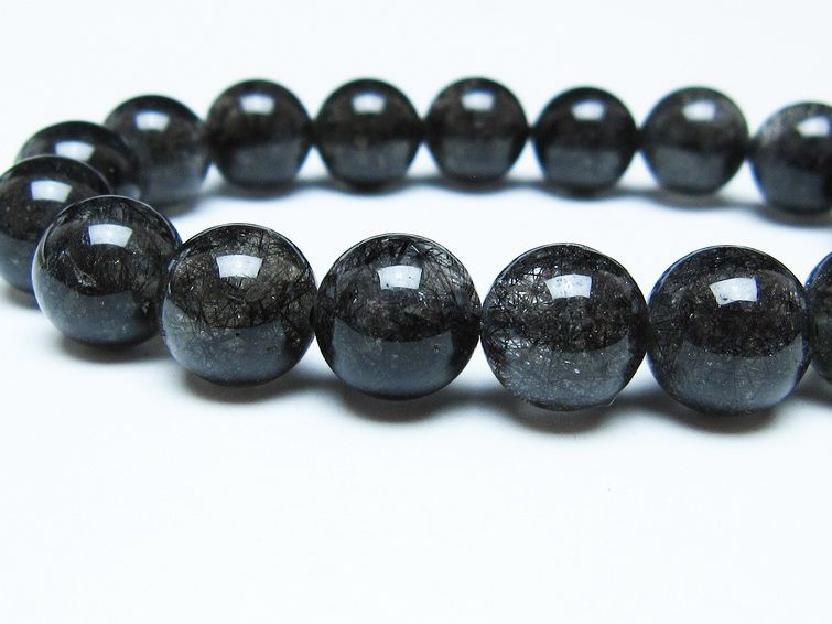 ブラックルチルクォーツ ブレスレット 11mm ブラックトルマリン トルマリネイテッドクォーツ 一点物 メール便可 [M便 1/10] 111-47103