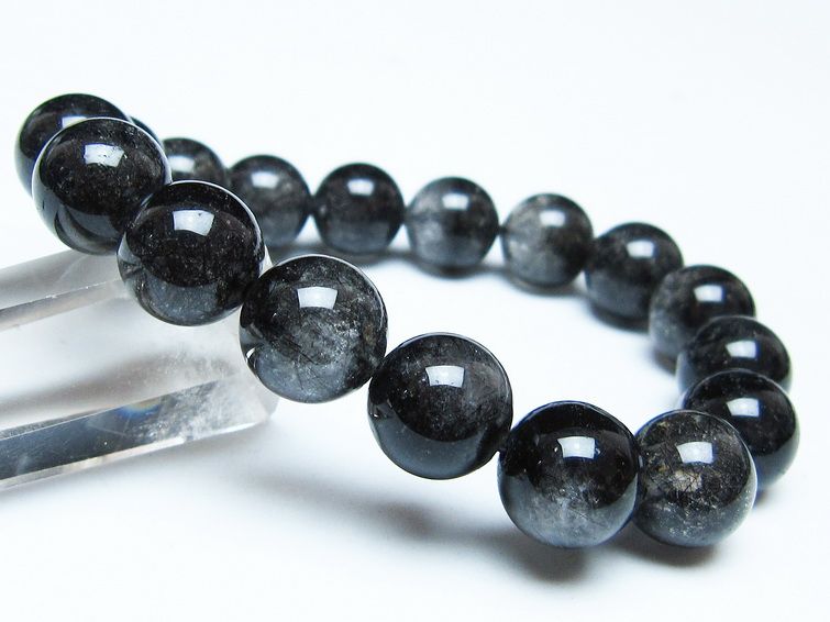 ブラックルチルクォーツ ブレスレット 12mm ブラックトルマリン トルマリネイテッドクォーツ 一点物 メール便可 [M便 1/10] 111-47104