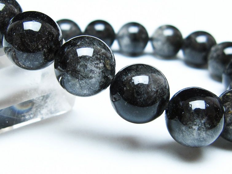 ブラックルチルクォーツ ブレスレット 12mm ブラックトルマリン トルマリネイテッドクォーツ 一点物 メール便可 [M便 1/10] 111-47104