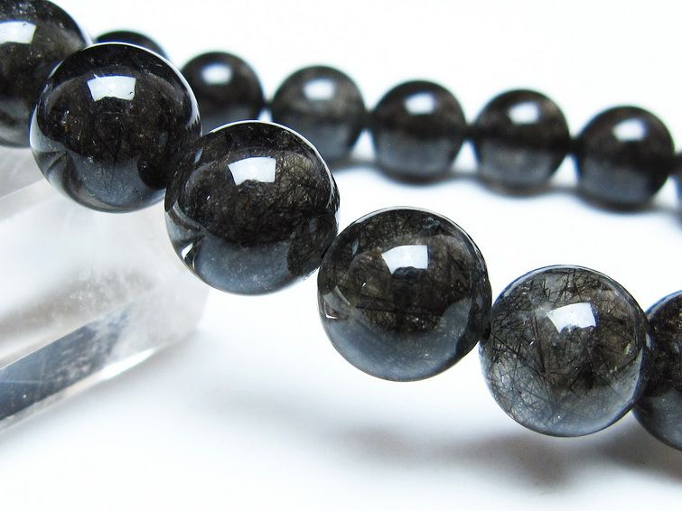 ブラックルチルクォーツ ブレスレット 12mm ブラックトルマリン トルマリネイテッドクォーツ 一点物 メール便可 [M便 1/10] 111-47105